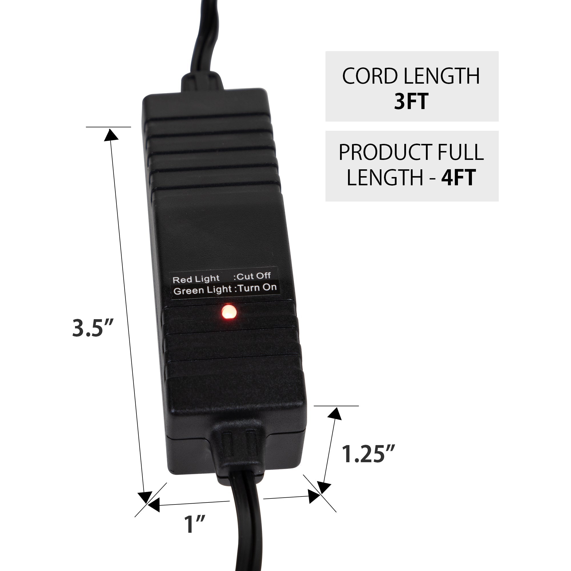 Koolatron 12V Vehicle Battery Saver on a white background with dimensions labeled